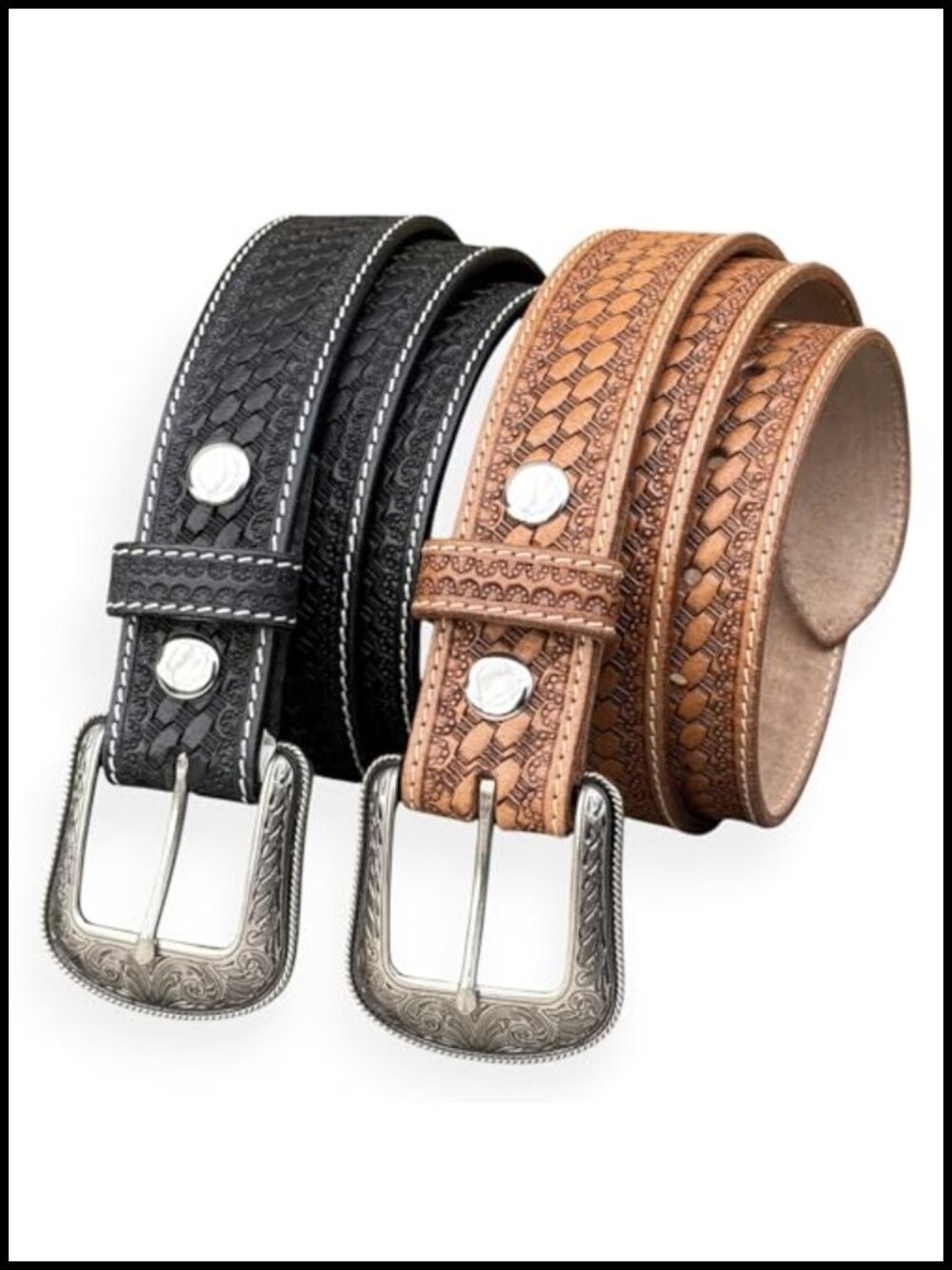Handmade Tooled Full Grain Leather Western Belt for Men 1.5 inch